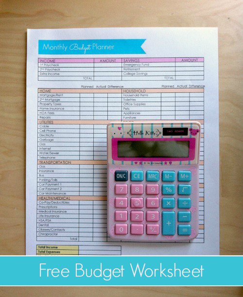 free budget worksheet