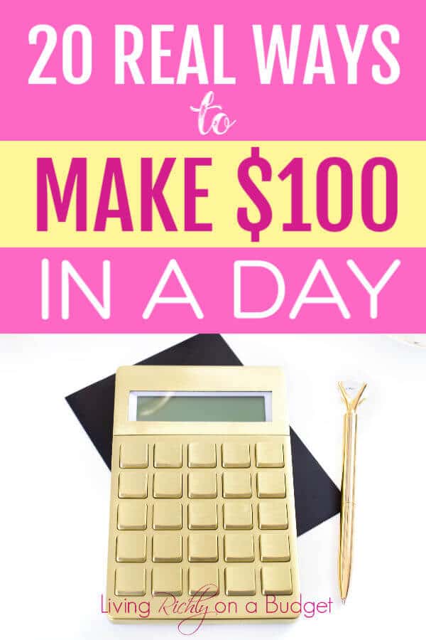 Need an extra $100? Here are some REAL ways to make $100 in a day that you can do. #makemoney #sidehustle #extramoney #extra income