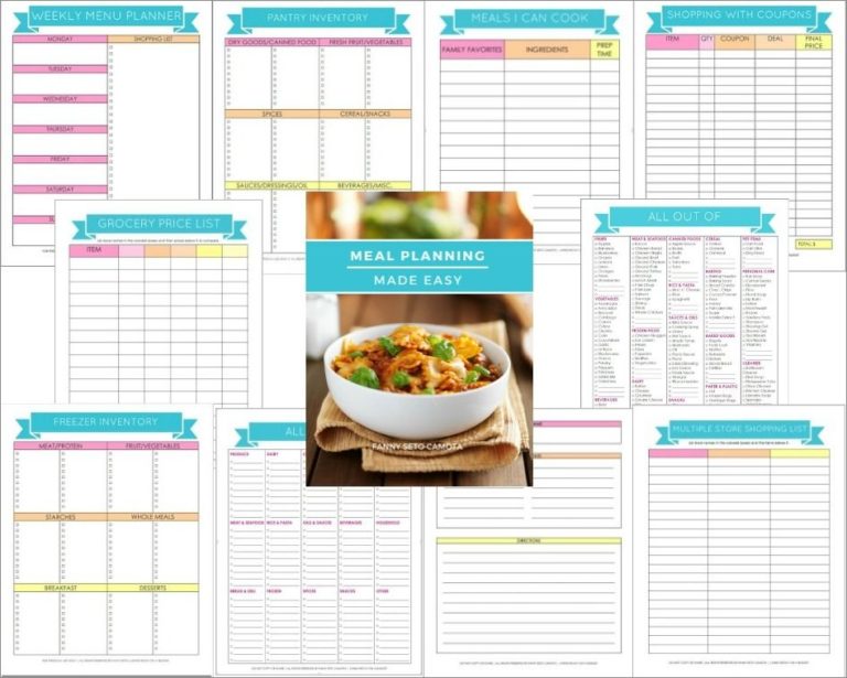 meal planning worksheets