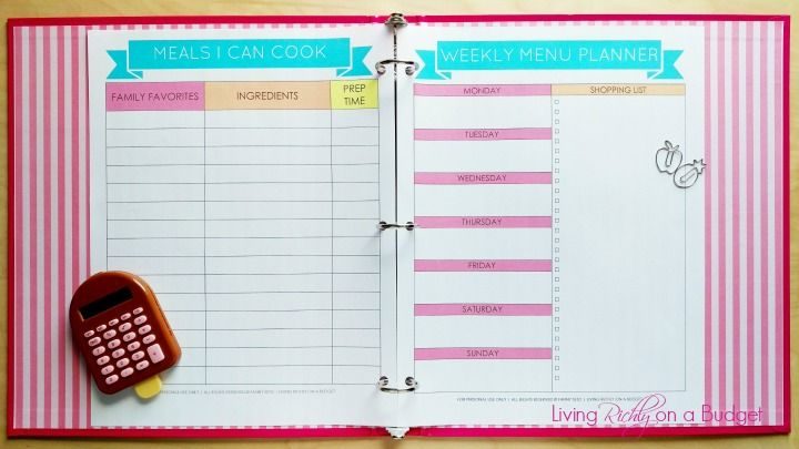 meal planning binder