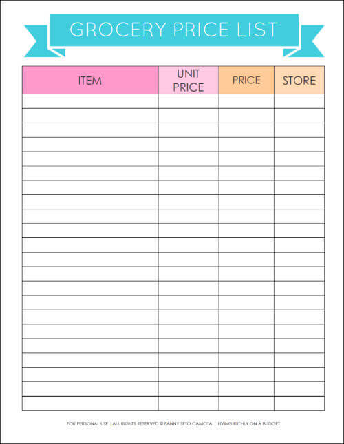 grocery price book