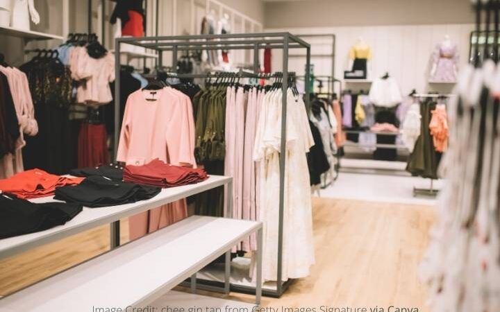 pink, white, and pastel colored women clothes in store