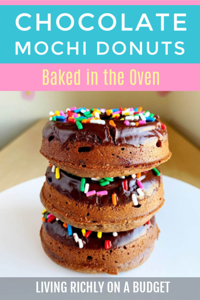chocolate mochi donuts stacked