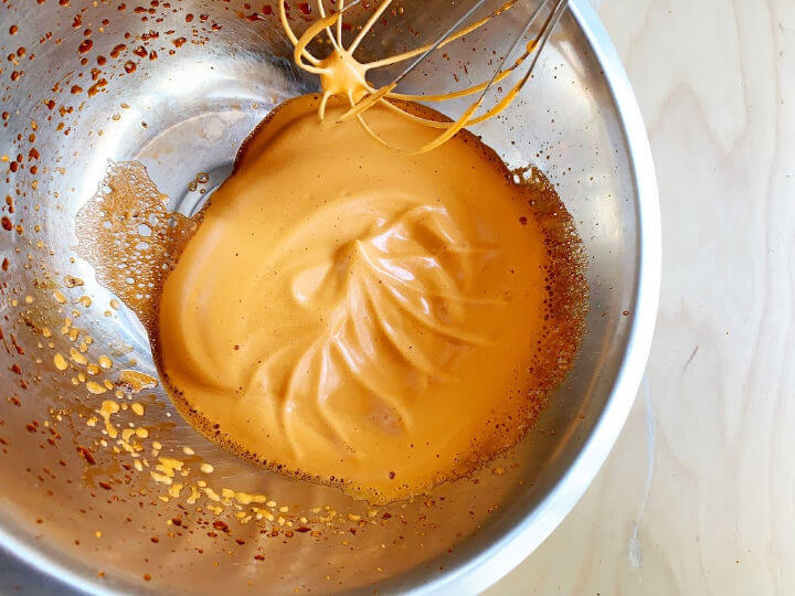 whipped thai tea in bowl