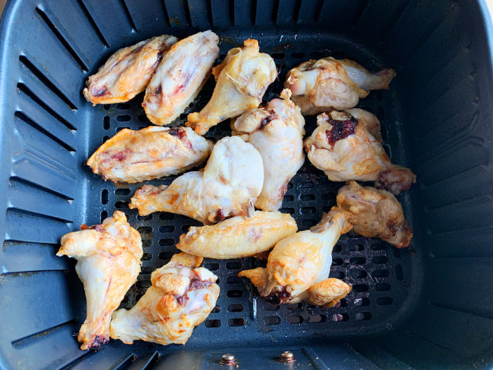 wings half cooked in air fryer basket