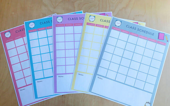 class schedule printable middle school