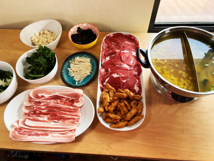Electric Hot Pot and side dishes
