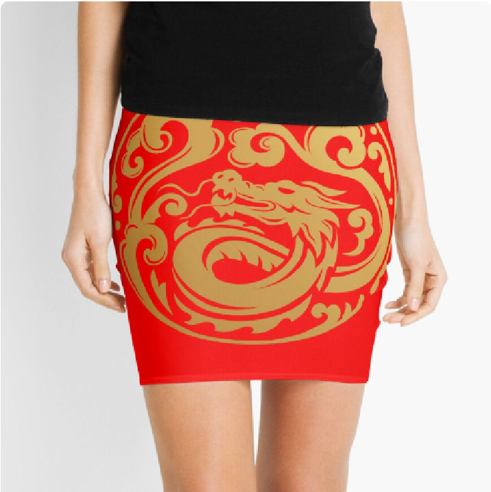 Red Year of the Dragon skirt