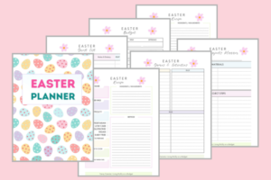 Easter Planner with 7 sheets on pink background