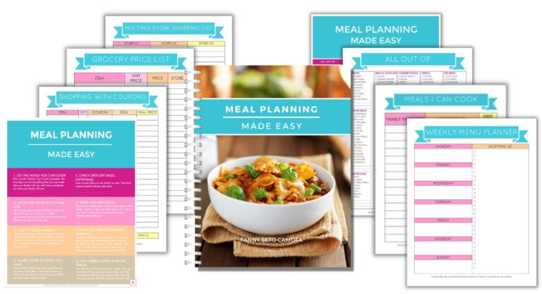 meal planning book and worksheets