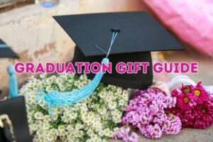 graduation cap with tassel and flowers on a table