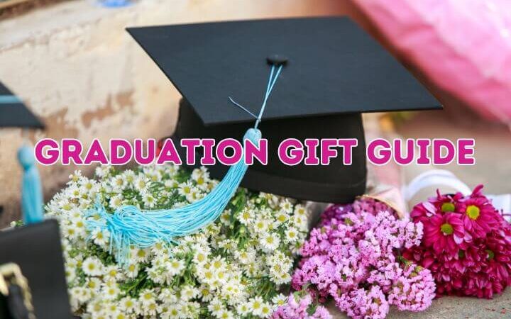 graduation cap with tassel and flowers on a table
