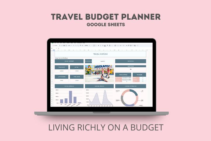 Travel Budget Planner Google Sheets, Image: spreadsheet on laptop