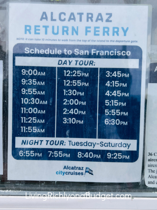 image: alcatraz return ferry times