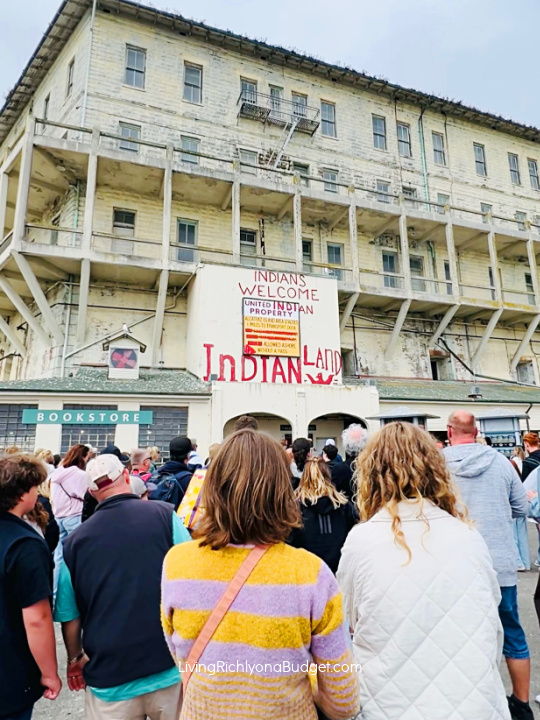 image: alcatraz welcome indian land sign