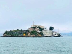 image: alcatraz island on foggy day